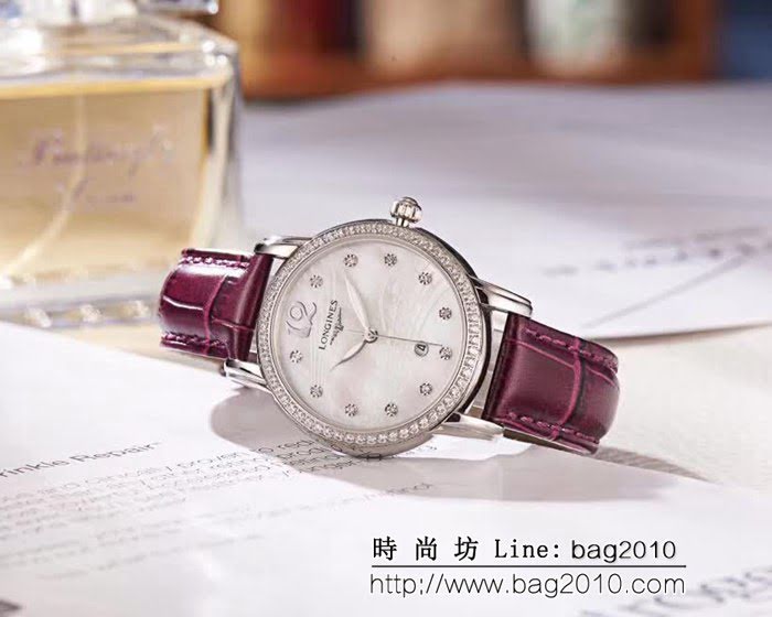 LONGINES浪琴 音符波紋貝母面 輕奢風女士腕表 WSS0584